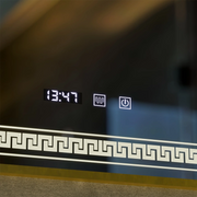 Lustro LED Touch Bruno Demister System, zegar i temperatura 60x80 cm ramka ze szczotkowanego złota, lustra S84/60X80 Korman S Domyślny tytuł Alessandro Design