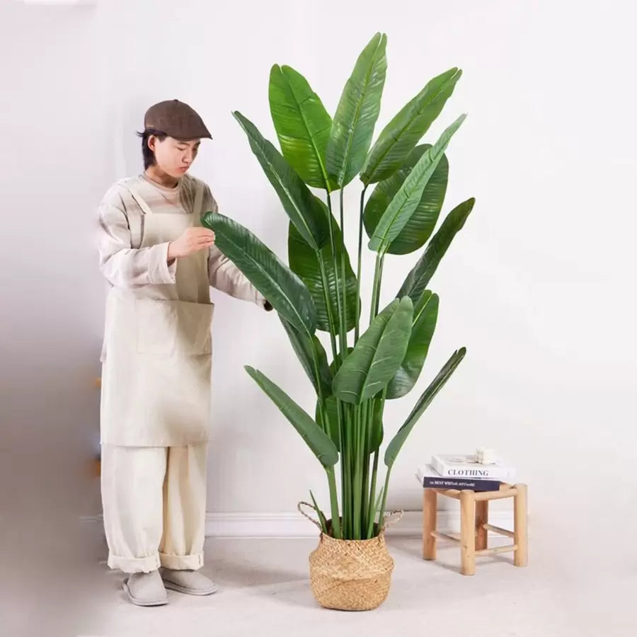 Sztuczna roślina Bird of Paradise (Strelitzia Nicolai), 16 liści, bez doniczki, 180 cm Zielone sztuczne rośliny doniczkowe Domyślny tytuł Alessandro Design