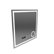 Prostokątne lustro LED, 60x60 cm, Souverain MotionGlow Marcello, system odmgławiania, zegar i termometr, lupa kosmetyczna, możliwość przyciemniania