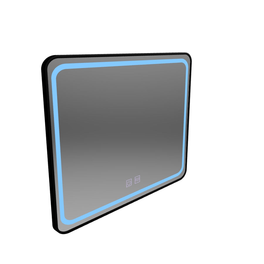 Lustro prostokątne LED 80x60cm - System odmgławiania EDGE Touch, Czarna rama