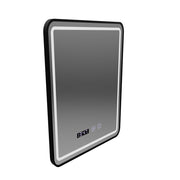 Lustro LED Touch LUCIDA System odmgławiania, zegar i temperatura 50x70 cm Czarna szczotkowana ramka