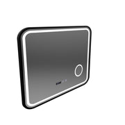 Bernd LED Touch System odmgławiania lusterek, zegara i temperatury 80x60 cm Lupa kosmetyczna ze szczotkowaną czarną ramką