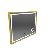 CLARUS LED Touch Mirror System odmgławiania, zegara i temperatury 80x60 cm Lupa kosmetyczna w szczotkowanej złotej ramce