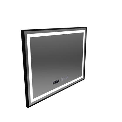 Prostokątne lustro LED, 100x80cm, Verite Majeste Noir MotionGlow Marcello, System odmgławiania, Zegar, Możliwość ściemniania