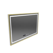 Prostokątne lustro LED, 120x80cm, Verite Royale Gold MotionGlow Marcello, system odmgławiania, zegar i termometr, możliwość przyciemniania