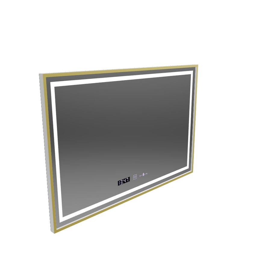Prostokątne lustro LED, 120x80cm, Verite Royale Gold MotionGlow Marcello, system odmgławiania, zegar i termometr, możliwość przyciemniania