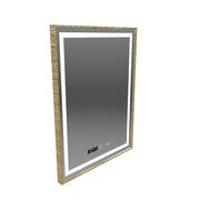 Prostokątne lustro LED, 60x80cm, Verite Royale Gold MotionGlow Marcello, system odmgławiania, zegar i termometr, możliwość przyciemniania