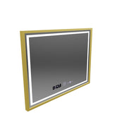 Prostokątne lustro LED, 80x60cm, Verite Royale Gold MotionGlow Marcello, system odmgławiania, zegar i termometr, możliwość przyciemniania