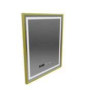 Prostokątne lustro LED, 75x90cm, Verite Royale Gold MotionGlow Marcello, system odmgławiania, zegar i termometr, możliwość przyciemniania