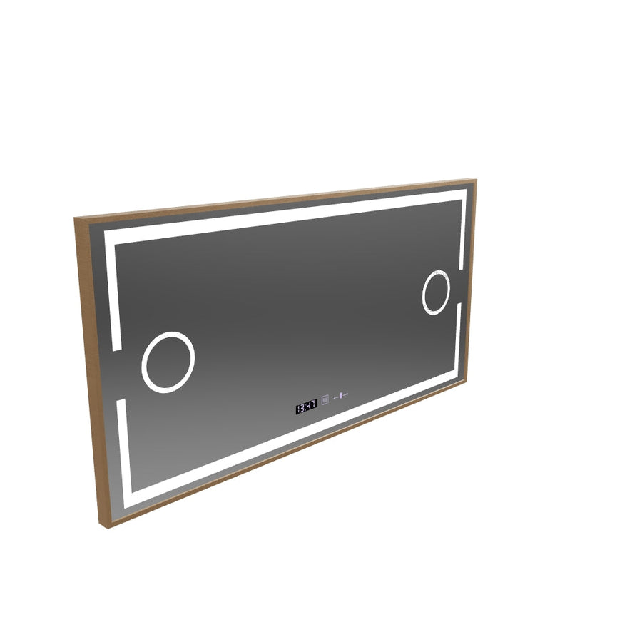 Lustro LED MotionGlow Czujnik Isabell z funkcją odmgławiania Termometr Zegar 120x80 cm Światło ciepłe/zimne/neutralne Możliwość przyciemniania, Rama szczotkowana w kolorze różowego złota, Kolekcja Marcello Funghi