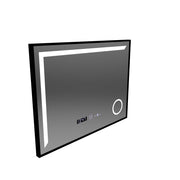 Lustro LED Czujnik MotionGlow Francesca 80x60 cm Światło ciepłe/zimne/neutralne Możliwość przyciemniania Rama Czarny szczotkowany System usuwania zamglenia Termometr Zegar Kolekcja Marcello Funghi
