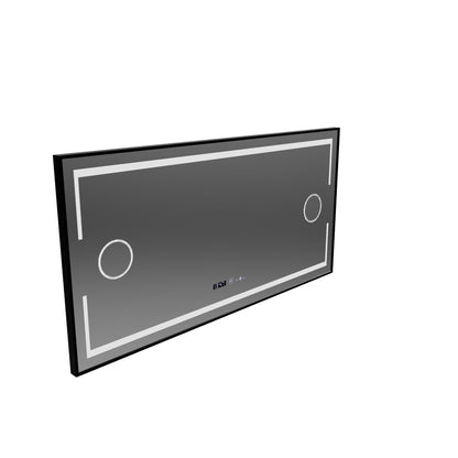 Prostokątne lustro LED, 160x80 cm, czujnik Motionglow Marcello, system wyłączający, zegar i termometr, powiększenie kosmetyczne