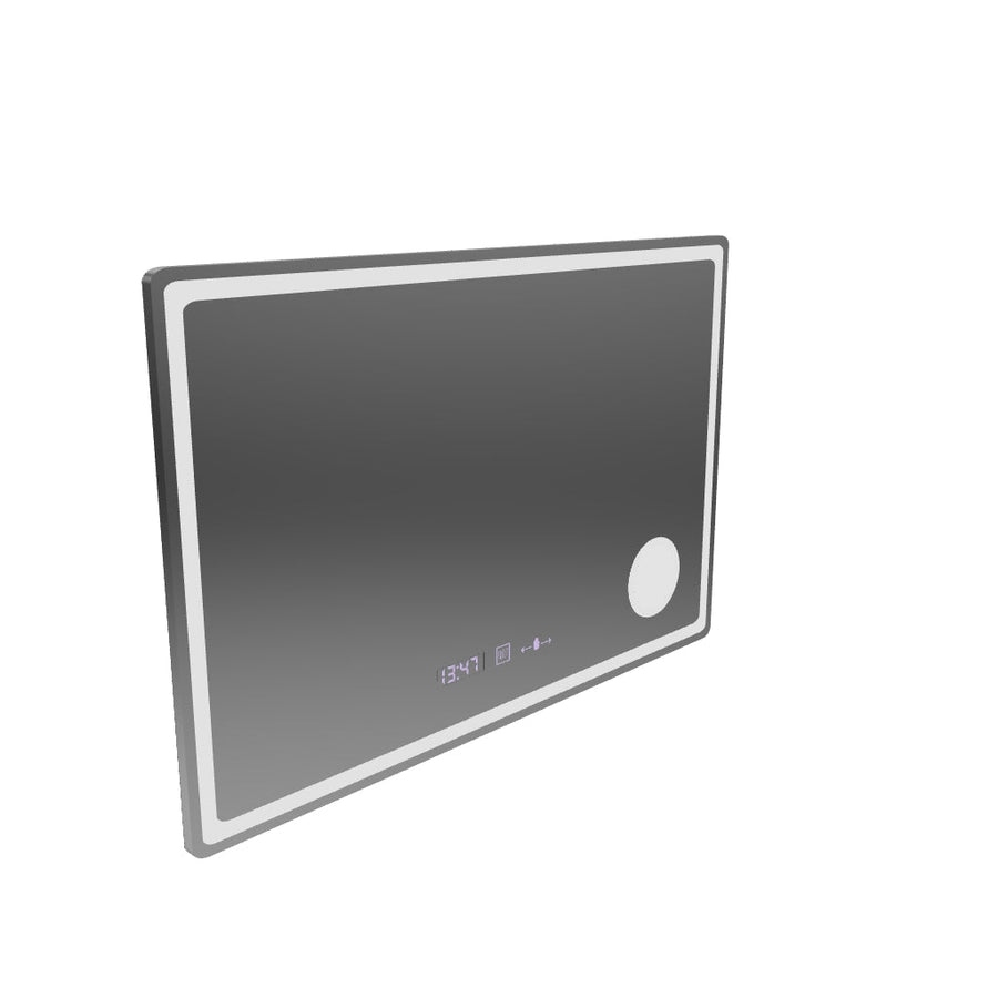 Prostokątne lustro LED, 90x60 cm, Velor Motionglow Marcello, zastępca systemu, zegar i termometr, kosmetyki
