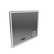 Prostokątne lustro LED, 90x75cm, Riflesso MotionGlow Marcello, system odmgławiania, zegar i termometr, lupa kosmetyczna, możliwość przyciemniania