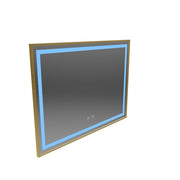 Lustro LED RAYNA Touch, 80x60 cm, funkcja odmgławiania, rama ze szczotkowanego złota