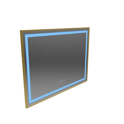 Lustro LED RAYNA Touch, 80x60 cm, funkcja odmgławiania, rama ze szczotkowanego złota