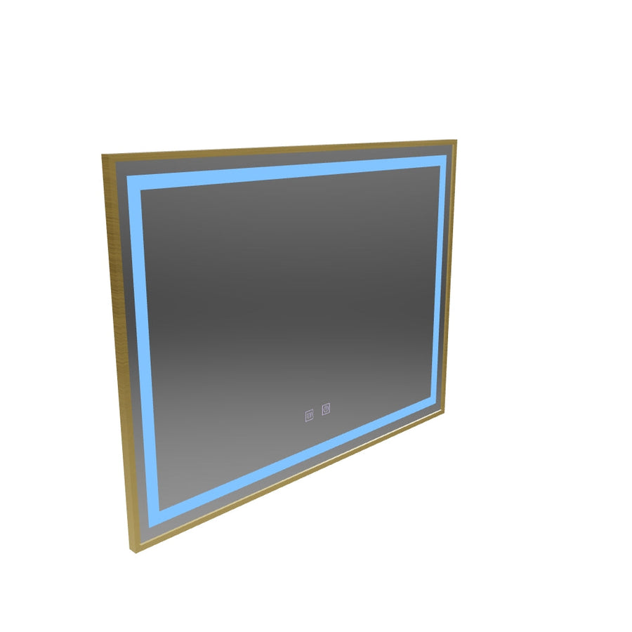Lustro LED Touch Kariri, 80x60 cm, funkcja odmgławiania, rama szczotkowana w kolorze różowego złota