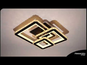 Żyrandol LED z pilotem i kryształem LEILA 88W, 3 kwadraty, światło zimne/ciepłe/neutralne, możliwość przyciemniania, czarny błyszczący chrom