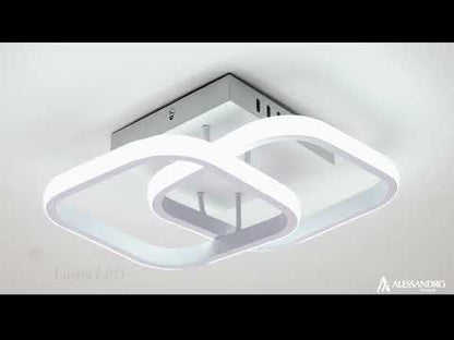 Żyrandol LED VERTEX Matrix, nakładające się diamenty, metalowe ramki, 24W, 2 diamenty, światło zimne/ciepłe/neutralne 3000K/4000K/6000K, biały