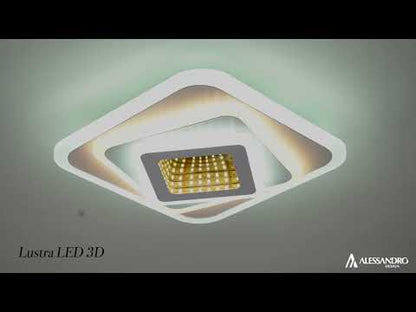Żyrandol LED NEXA 3D 46W, Kwadrat, Światło Zimne/Ciepłe/Neutralne, Biały