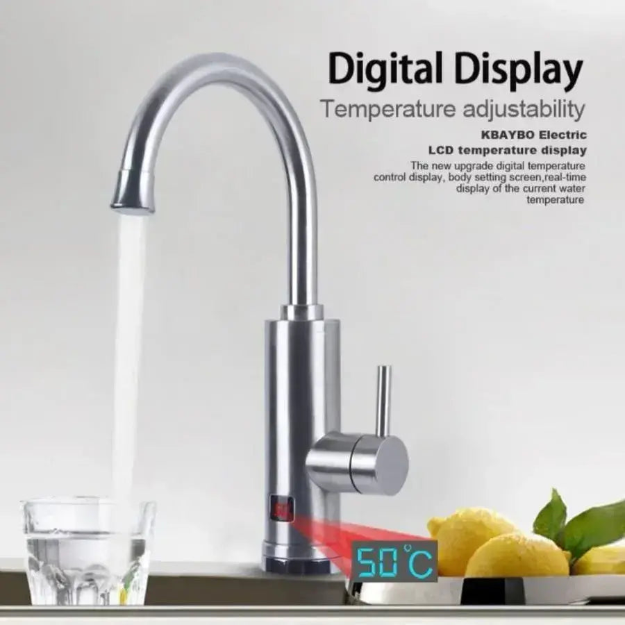 Natychmiastowy kran elektryczny do ciepłej wody, wyświetlacz LCD, chrom, baterie sanitarne LZ701SS domyślny tytuł Alessandro Design