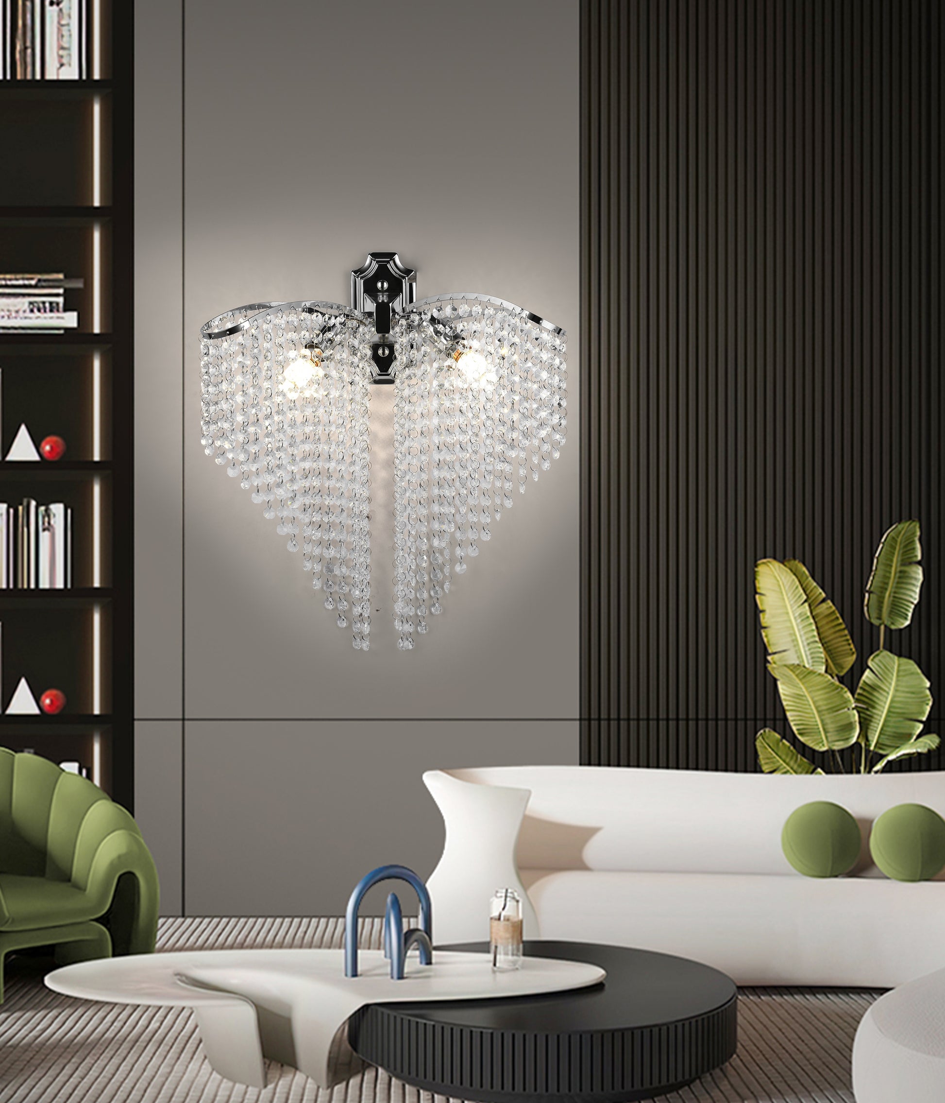 Lampa Ander Cristal 2x E14 Błyszczący Chrom, Sznurki kryształków Lampy wewnętrzne Domyślny tytuł Alessandro Design