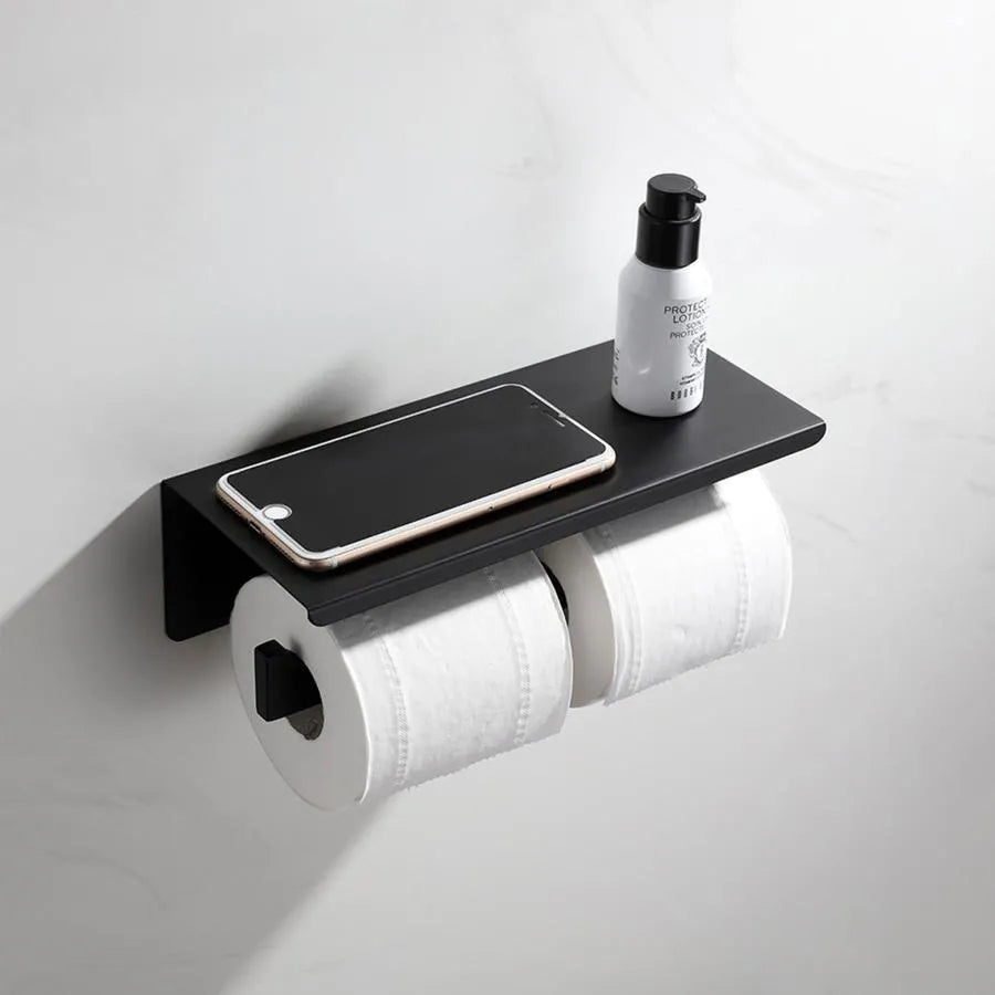 Podwójny uchwyt na papier toaletowy z uchwytem na telefon/czarne perfumy GJ603 Uchwyt na papier toaletowy Domyślny tytuł Alessandro Design